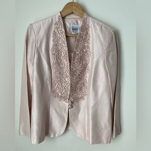 Vtg 80's R&M RICHARDS Size 8 P Slubbed Pink Appliqué Jacket by Karen Kwong